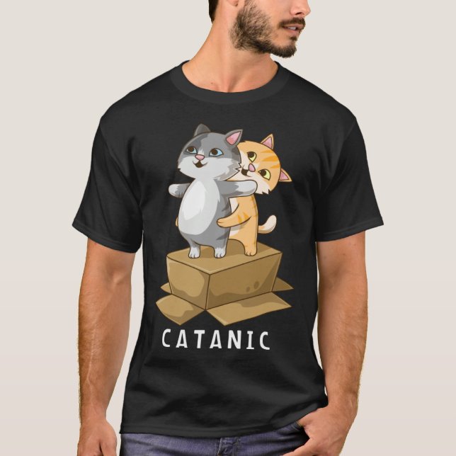 CATANIC  Cat Kitten  Parody Cruise Ship Vacation T Shirt (Framsida)