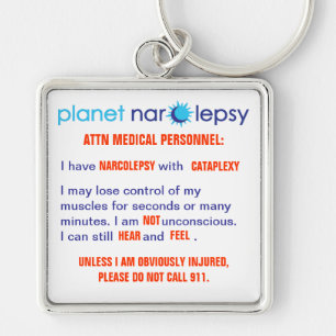 Cataplexy vakna Keychain Fyrkantig Silverfärgad Nyckelring