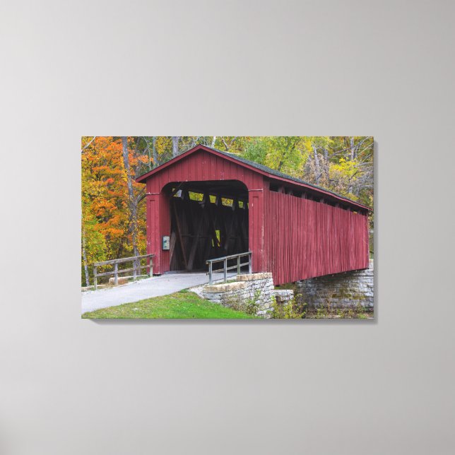 Cataract Covered Bridge över Mill Creek Canvastryck (Framsida)