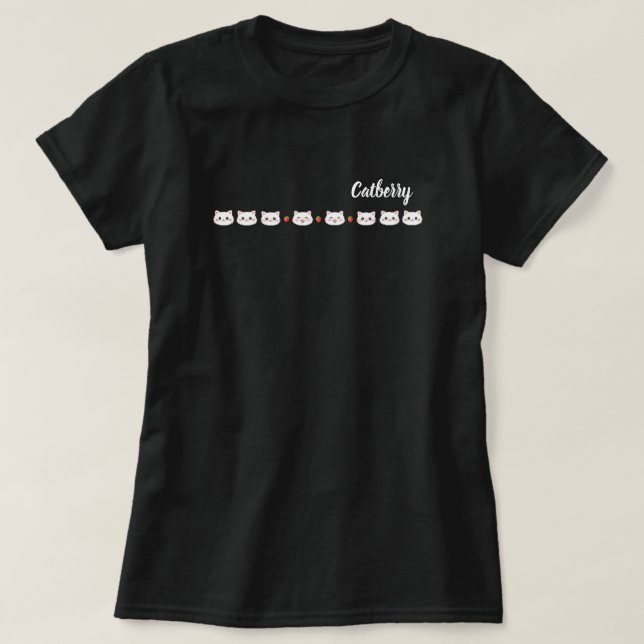 Catberry | Söt Katt Jordgubbar T-Shirt (Design framsida)