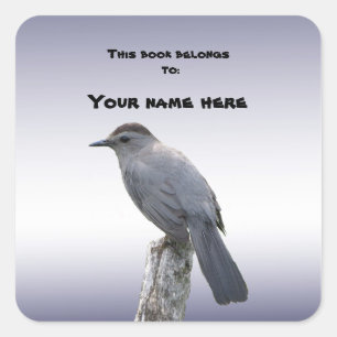 Catbird Bookplate Fyrkantigt Klistermärke