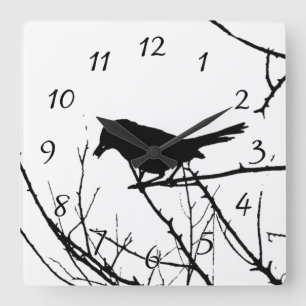 Catbird Silhouette Love Bird Wating Fyrkantig Klocka