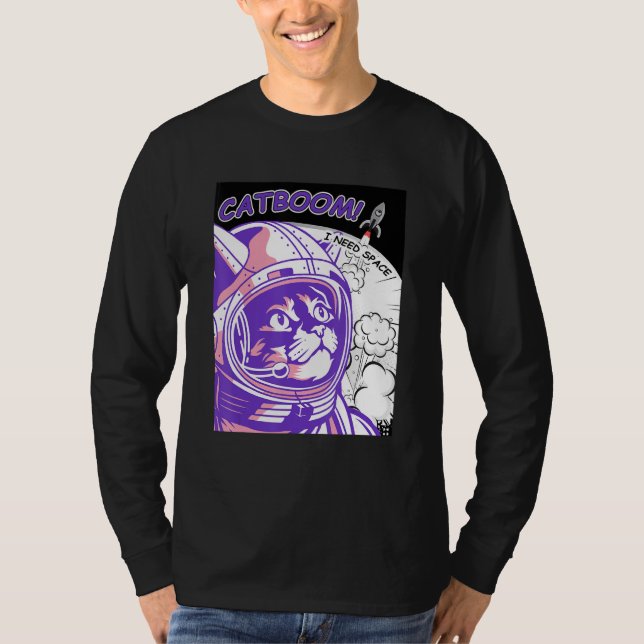 CATBOOM Jag behöver utrymme  Astronautkatt i rymdd T Shirt (Framsida)