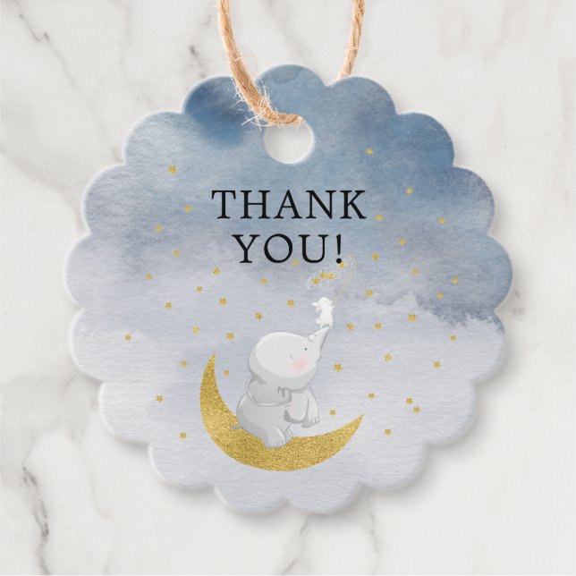 Catch A Star Bunny Elephant Baby Shower Gåvor Etiketter (Framsida)