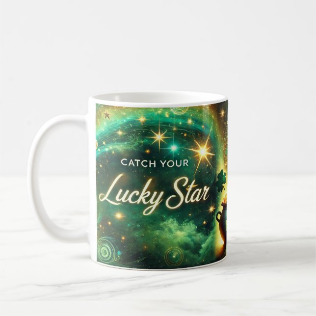 Catch Your Lucky Star Celestial Green Gold Kaffemugg (Vänster)