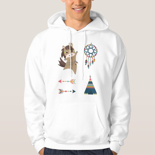 Catcher av Indian Horse Sticker Set Ponny Rider Dr Hoodie (Framsida)