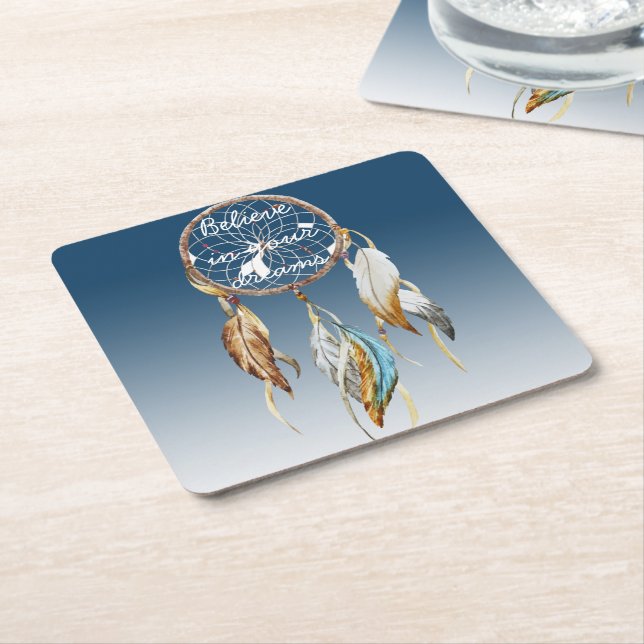 Catcher av inspirationsflottan Blue Ombre Dream Underlägg Papper Kvadrat (Vinklad)