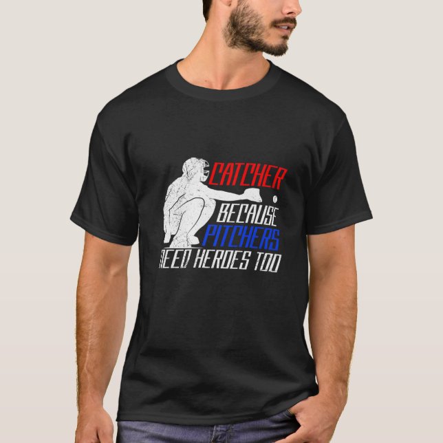 Catcher Baseball Say Baseball T Shirt (Framsida)