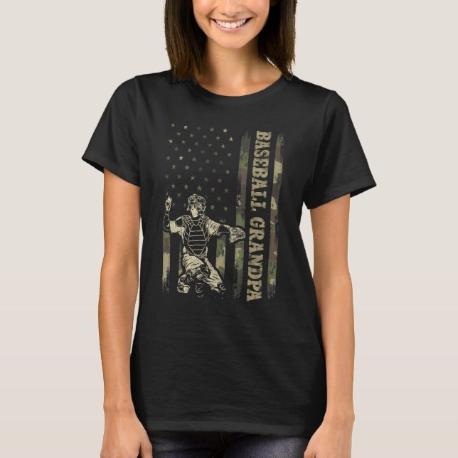 Catcher Baseboll  Män Baseboll Farfar Kamouflage U T Shirt (Framsida)