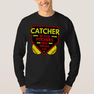 Catcher eftersom Pitchers Softball Player Team Spo T Shirt