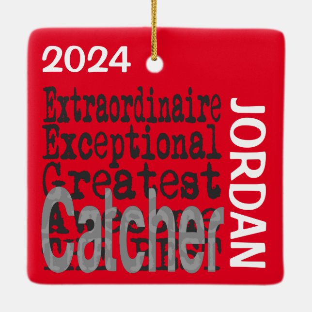 Catcher Extraordinaire-ANPASSNINGSBAR Julgransprydnad Keramik (Baksida)