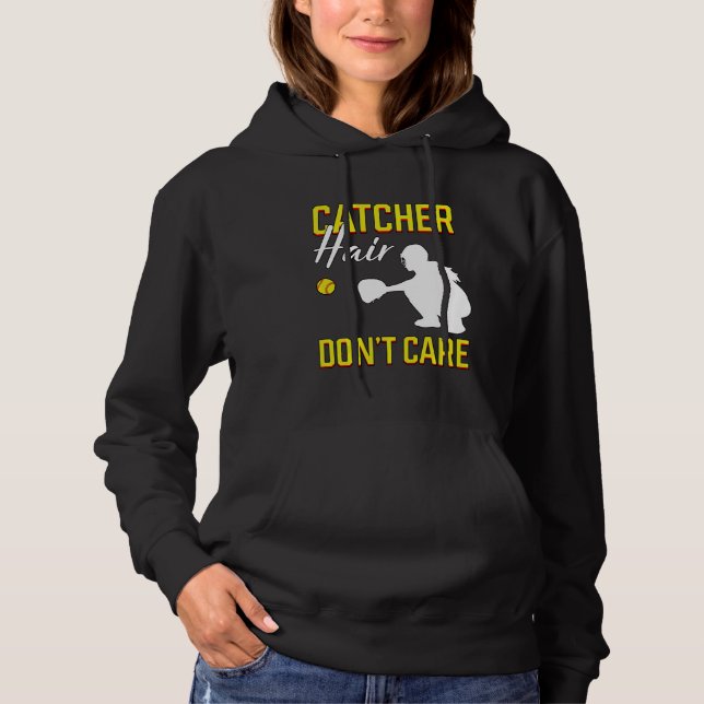 Catcher Hair Don T Care Software Player Fielding G T Shirt (Framsida)