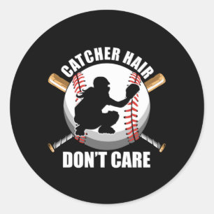 Catcher Hair Softball Baseball Fladdermus Boll Pla Runt Klistermärke