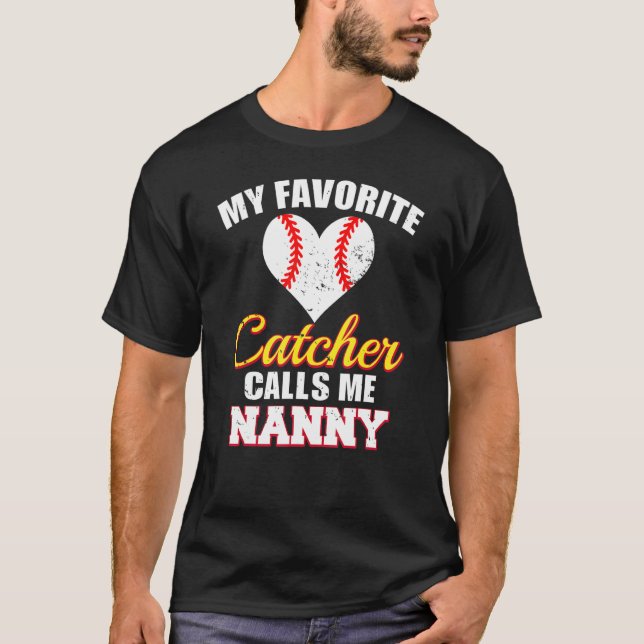 Catcher mig ringa Nanny Catcher Basebal T Shirt (Framsida)