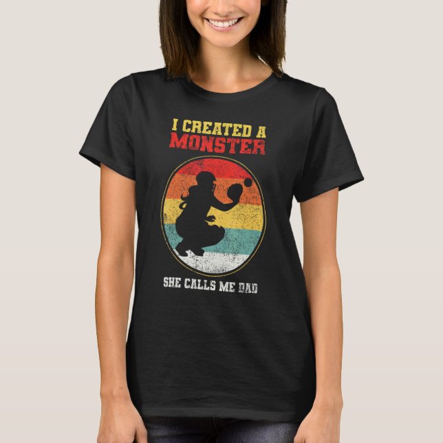 Catcher Softboll Pappa Fars Dag T Shirt (Framsida)