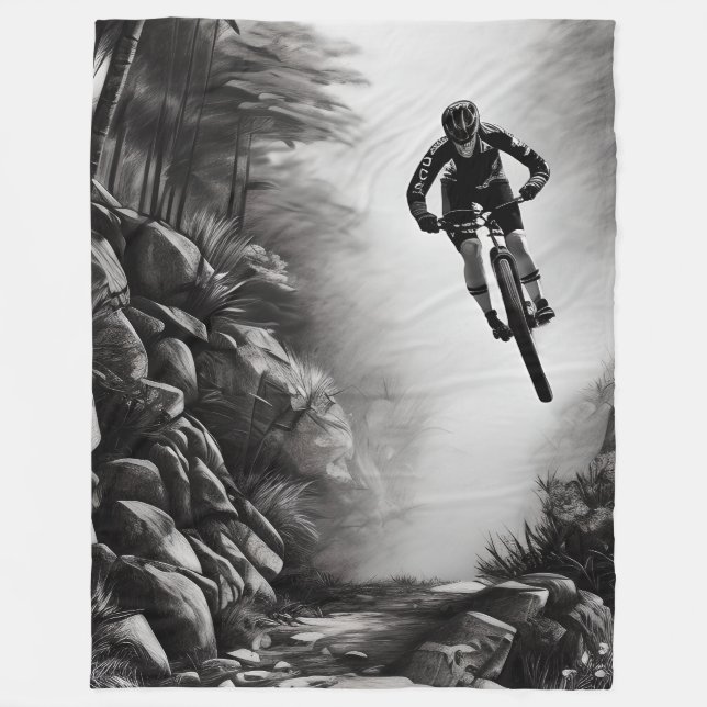 Catching Luft - Mountain Bike Digital Pencil Sketc Fleecefilt (Framsidan)