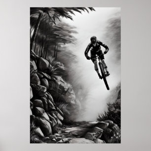 Catching Luft - Mountain Bike Digital Pencil Sketc Poster
