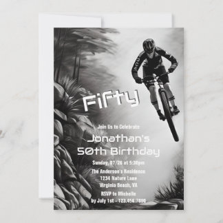 Catching Luft - Mountain Bike Sketch 50:e födelsed Inbjudningar