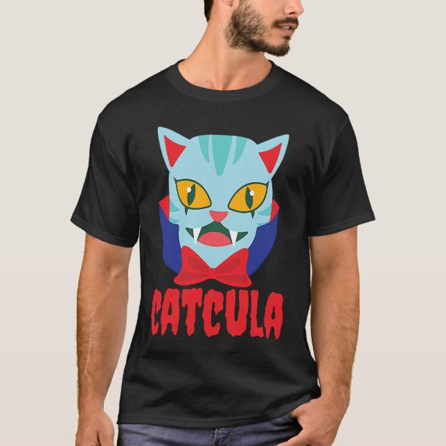 Catcula Cat Vampire Dracula Vampirina Halloween Co T Shirt (Framsida)