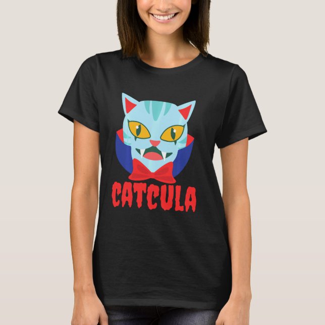 Catcula Cat Vampire Dracula Vampirina Halloween Co T Shirt (Framsida)