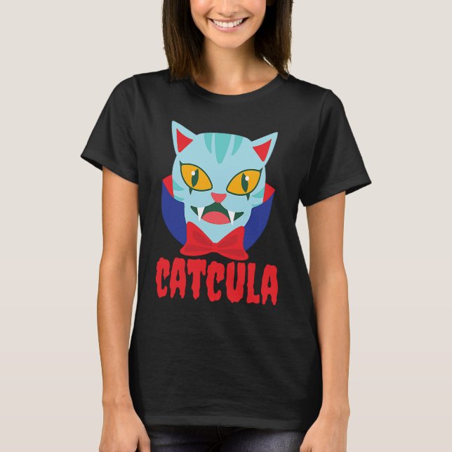 Catcula Cat Vampire Dracula Vampirina Halloween Co T Shirt (Framsida)