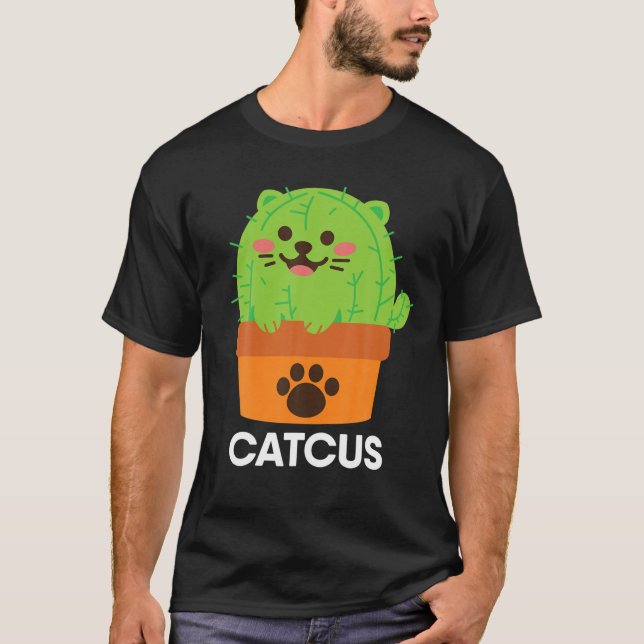 Catcus Cactus Cat Cute Funny Cat Mamma Halloween C T Shirt (Framsida)