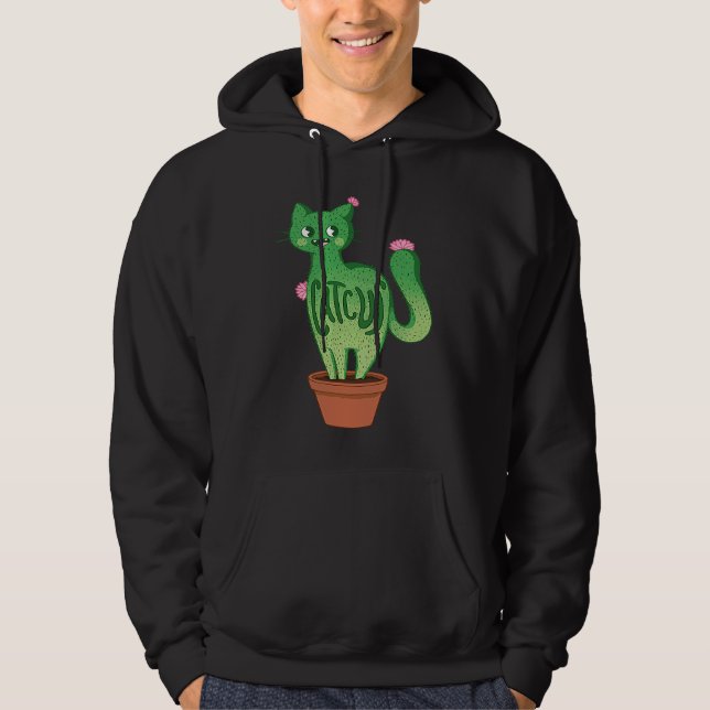 Catcus Cat Cactus Succulent Plants Kitty Lovers Fu Hoodie (Framsida)