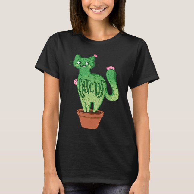 Catcus Cat Cactus Succulent Plants Kitty Lovers Fu T Shirt (Framsida)