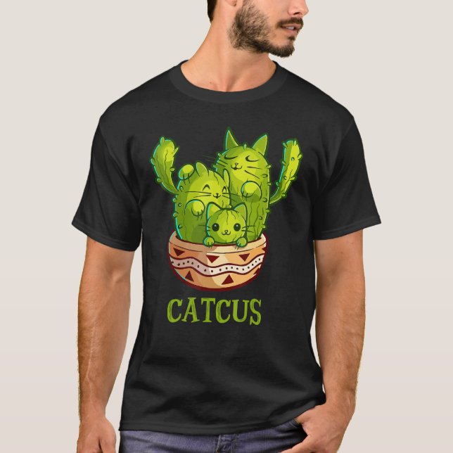 Catcus Cute Cat And Cactus Mexican Cactus Cinco De T Shirt (Framsida)