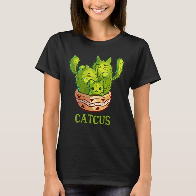 Catcus Cute Cat And Cactus Mexican Cactus Cinco De T Shirt (Framsida)