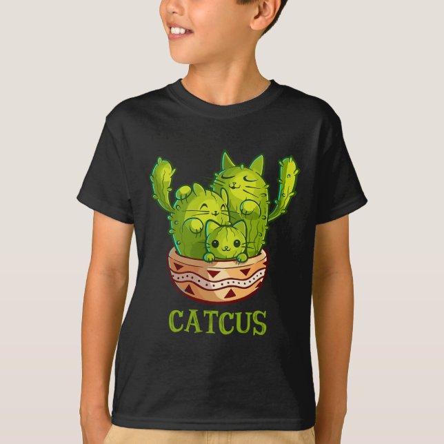 Catcus Cute Cat och Cactus mexican Cactus Cinco de T Shirt (Framsida)