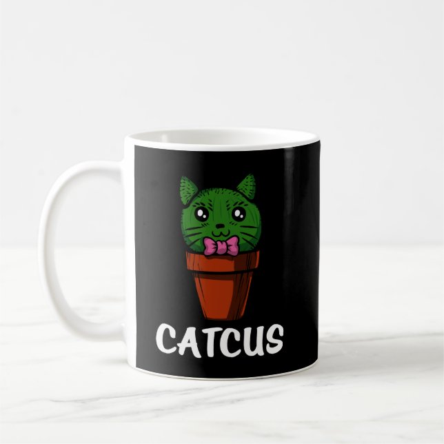 Catcus Funny Cactus Cat Cute Pet Kitten Kaffemugg (Vänster)