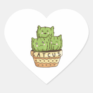 Catcus Funny Cat Cactus Cats Cacti Succulent Älska Hjärtformat Klistermärke