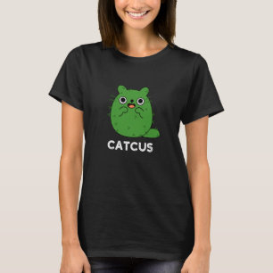 Catcus Funny Cat Cactus Pun Mörk BG T Shirt
