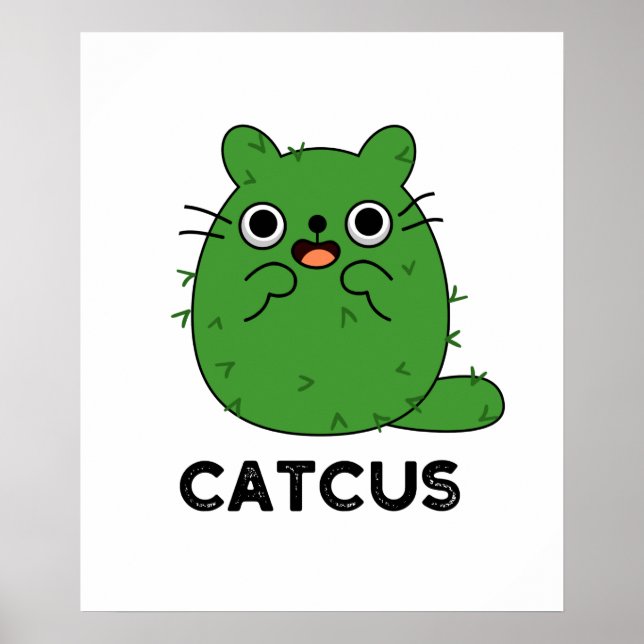 Catcus Funny Cat Cactus Pun Poster (Framsidan)