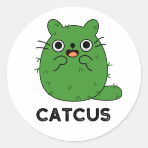 Catcus Funny Cat Cactus Pun Runt Klistermärke