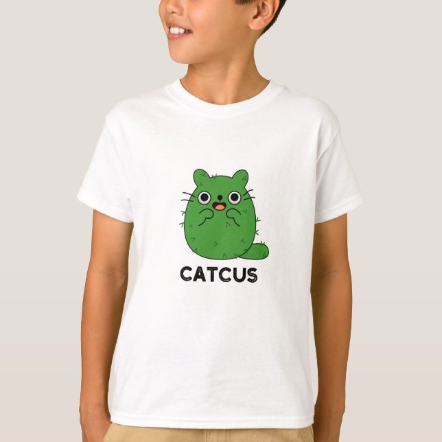Catcus Funny Cat Cactus Pun T Shirt (Framsida)