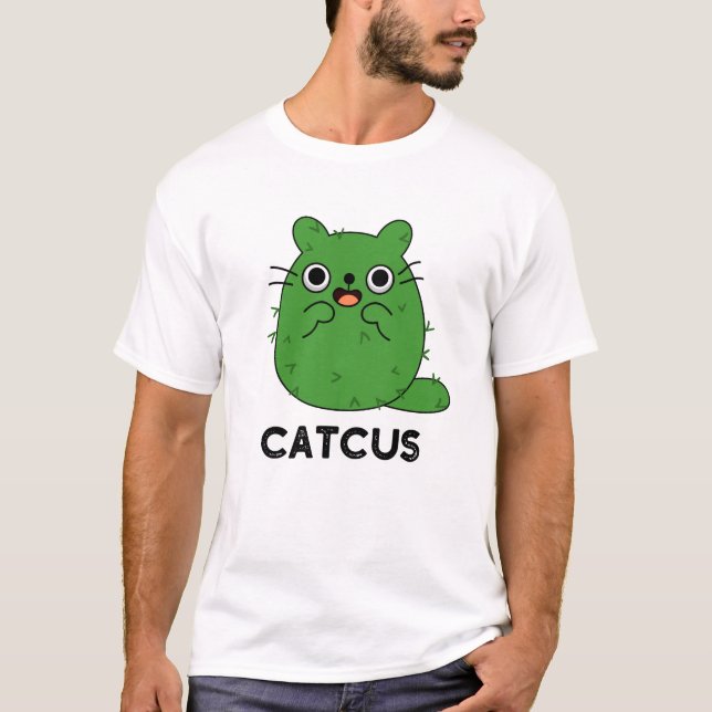 Catcus Funny Cat Cactus Pun T Shirt (Framsida)