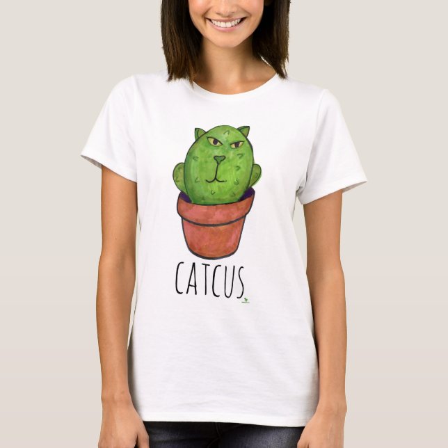 Catcus Funny Pet Cactus Tecknad T Shirt (Framsida)