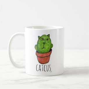 Catcus Pet Cactus Tecknad Cat Design Kaffemugg