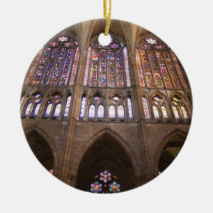 Catedral de Leon, glasfönster av nedfläckad i in Julgransprydnad Keramik