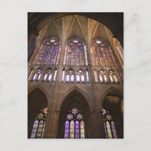 Catedral de Leon, glasfönster av nedfläckad i insi Vykort