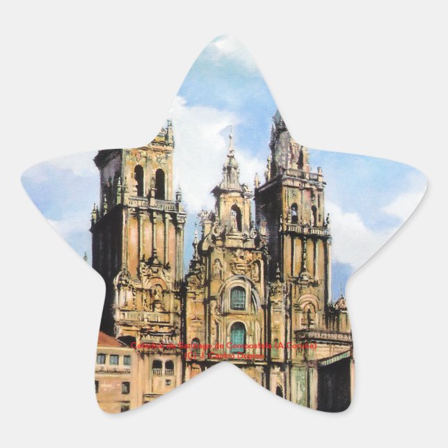 Catedral de Santiago de Compostela (A Coruña) Stjärnformat Klistermärke (Framsida)