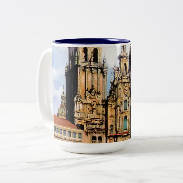 Catedral de Santiago de Compostela Två-Tonad Mugg (Framsida vänster)