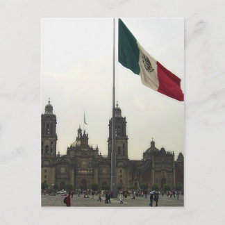 Catedral en el Zocalo del DF & la Bandera Mexiican Vykort