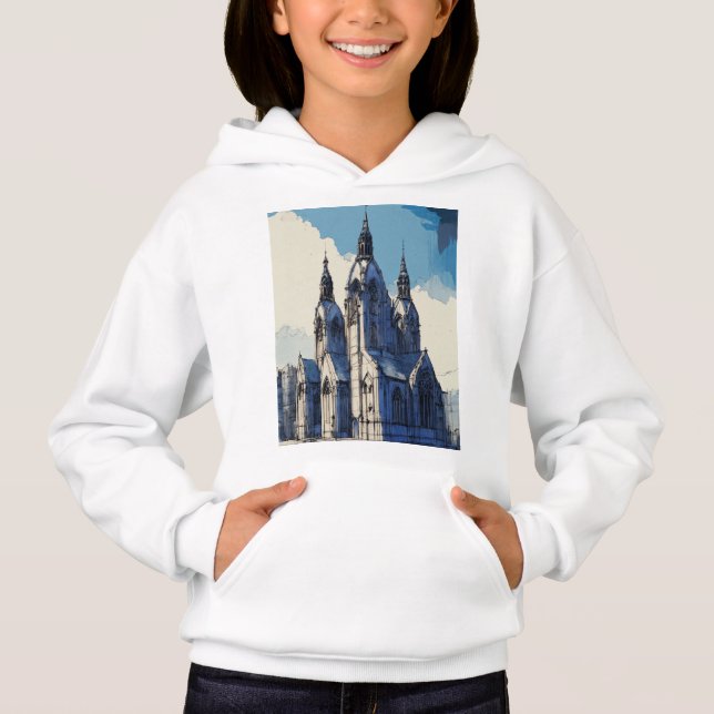 "Catedral Gótica: Boceto Rápido con Pluma Azul" T Shirt (Framsida)
