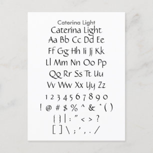 Caterina Light - Zazzle Font Sampler Lakan Vykort