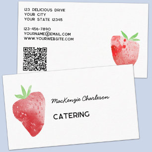 Catering av jordgubbsvattenfärgen QR-kod Visitkort