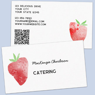 Catering av jordgubbsvattenfärgen QR-kod Visitkort