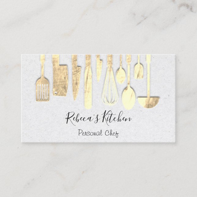 Catering av personalmatsalen Guld 3D Visitkort (Framsida)